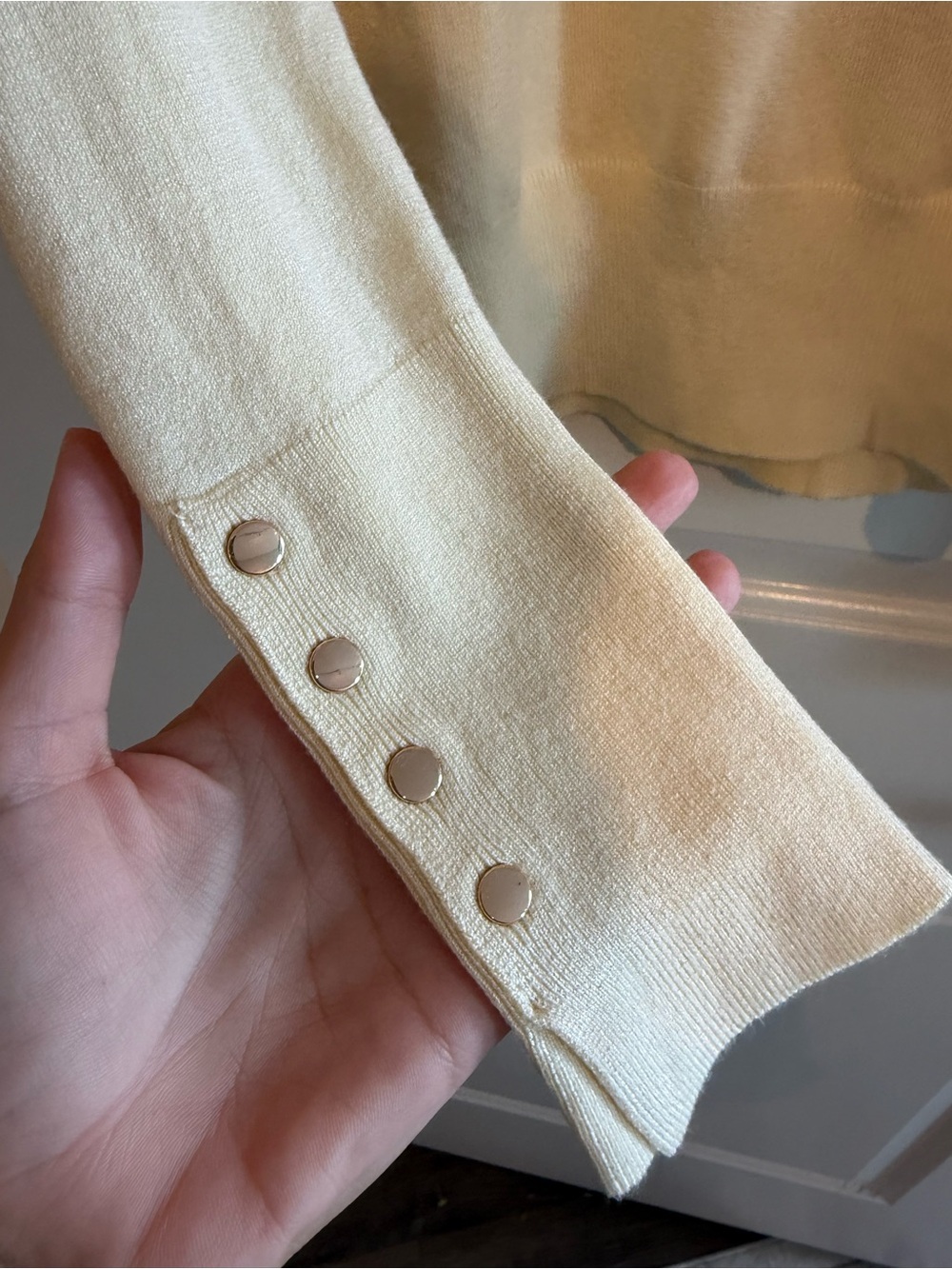 Zara Soft Lemon Crewneck Sweater with Cuff Buttons - Picture 5 of 6